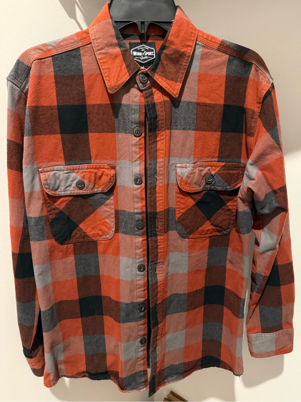 Work & Sport Red/Black Plaid Flannel Shirt - Men's Casual Button-Up